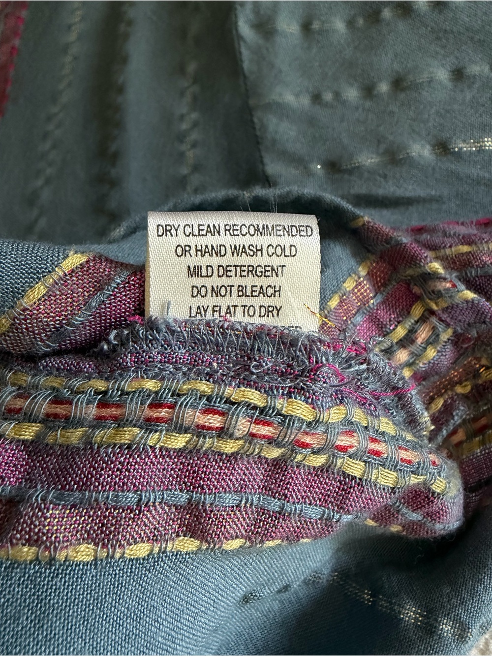 Lovestitch Blue Metallic Stripe Front-Tie Blouse - size Large - boho woven top - Picture 14 of 15
